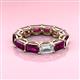 3 - Beverly 8.10 ctw (6x4 mm) GIA Certified Emerald Cut Natural Diamond and Rhodolite Garnet Eternity Band 