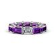 1 - Beverly 6.60 ctw (6x4 mm) GIA Certified Emerald Cut Natural Diamond and Amethyst Eternity Band 