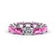 1 - Beverly 6.60 ctw (6x4 mm) GIA Certified Emerald Cut Natural Diamond and Pink Sapphire Eternity Band 