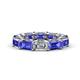 1 - Beverly 6.60 ctw (6x4 mm) GIA Certified Emerald Cut Natural Diamond and Tanzanite Eternity Band 