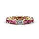 1 - Beverly 6.60 ctw (6x4 mm) GIA Certified Emerald Cut Natural Diamond and Pink Tourmaline Eternity Band 