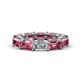 1 - Beverly 6.60 ctw (6x4 mm) GIA Certified Emerald Cut Natural Diamond and Pink Tourmaline Eternity Band 