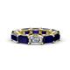 1 - Beverly 7.60 ctw (6x4 mm) Emerald Cut Lab Grown Diamond and Blue Sapphire Eternity Band 