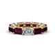 1 - Beverly 8.10 ctw (6x4 mm) Emerald Cut Lab Grown Diamond and Rhodolite Garnet Eternity Band 