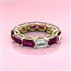 3 - Beverly 8.10 ctw (6x4 mm) Emerald Cut Lab Grown Diamond and Rhodolite Garnet Eternity Band 