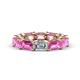 1 - Beverly 6.60 ctw (6x4 mm) Emerald Cut Lab Grown Diamond and Pink Sapphire Eternity Band 