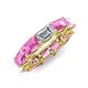 4 - Beverly 6.60 ctw (6x4 mm) Emerald Cut Lab Grown Diamond and Pink Sapphire Eternity Band 