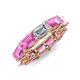 4 - Beverly 6.60 ctw (6x4 mm) Emerald Cut Lab Grown Diamond and Pink Sapphire Eternity Band 