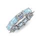 4 - Beverly 5.60 ctw (6x4 mm) Emerald Cut Lab Grown Diamond and Aquamarine Eternity Band 