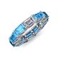 4 - Beverly 7.60 ctw (6x4 mm) Emerald Cut Lab Grown Diamond and Blue Topaz Eternity Band 