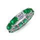 4 - Beverly 5.60 ctw (6x4 mm) Emerald Cut Lab Grown Diamond and Emerald Eternity Band 