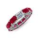 4 - Beverly 6.60 ctw (6x4 mm) Emerald Cut Lab Grown Diamond and Ruby Eternity Band 