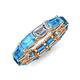 4 - Beverly 7.60 ctw (6x4 mm) GIA Certified Emerald Cut Natural Diamond and Blue Topaz Eternity Band 