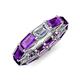 4 - Beverly 6.60 ctw (6x4 mm) GIA Certified Emerald Cut Natural Diamond and Amethyst Eternity Band 