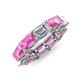 4 - Beverly 6.60 ctw (6x4 mm) GIA Certified Emerald Cut Natural Diamond and Pink Sapphire Eternity Band 