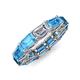 4 - Beverly 7.60 ctw (6x4 mm) GIA Certified Emerald Cut Natural Diamond and Blue Topaz Eternity Band 