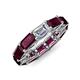 4 - Beverly 8.10 ctw (6x4 mm) GIA Certified Emerald Cut Natural Diamond and Rhodolite Garnet Eternity Band 