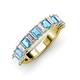 3 - Alaya 5.04 ctw (5x3 mm) Emerald Cut Blue Topaz and Lab Grown Diamond 14 Stone Wedding Band 
