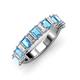 3 - Alaya 5.04 ctw (5x3 mm) Emerald Cut Blue Topaz and Lab Grown Diamond 14 Stone Wedding Band 