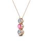 2 - Kesha 0.70 ctw Round Pink Tourmaline and Lab Grown Diamond Graduated Three Stone Drop Pendant 