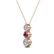 2 - Kesha 0.82 ctw Round Rhodolite Garnet and Lab Grown Diamond Graduated Three Stone Drop Pendant 