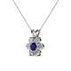 3 - Akina 0.81 ctw (3.80mm) Blue Sapphire and Round Natural Diamond Floral Halo Pendant 