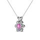 3 - Akina 0.81 ctw (3.80mm) Pink Sapphire and Round Natural Diamond Floral Halo Pendant 