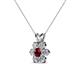 3 - Akina 0.81 ctw (3.80mm) Ruby and Round Natural Diamond Floral Halo Pendant 