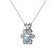 3 - Akina 0.78 ctw (3.80mm) Aquamarine and Round Natural Diamond Floral Halo Pendant 