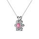 3 - Akina 0.78 ctw (3.80mm) Pink Tourmaline and Round Natural Diamond Floral Halo Pendant 