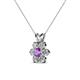 3 - Akina 0.78 ctw (3.80mm) Amethyst and Round Natural Diamond Floral Halo Pendant 