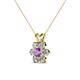 3 - Akina 0.78 ctw (3.80mm) Amethyst and Round Natural Diamond Floral Halo Pendant 