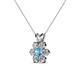3 - Akina 0.78 ctw (3.80mm) Blue Topaz and Round Natural Diamond Floral Halo Pendant 
