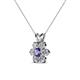 3 - Akina 0.78 ctw (3.80mm) Iolite and Round Natural Diamond Floral Halo Pendant 