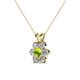 3 - Akina 0.83 ctw (3.80mm) Peridot and Round Natural Diamond Floral Halo Pendant 