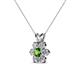 3 - Akina 0.83 ctw (3.80mm) Green Garnet and Round Natural Diamond Floral Halo Pendant 