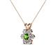 3 - Akina 0.83 ctw (3.80mm) Green Garnet and Round Natural Diamond Floral Halo Pendant 