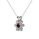 3 - Akina 0.83 ctw (3.80mm) Red Garnet and Round Natural Diamond Floral Halo Pendant 