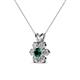 3 - Akina 0.78 ctw (3.80mm) Emerald and Round Natural Diamond Floral Halo Pendant 