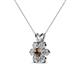 3 - Akina 0.80 ctw (3.80mm) Smoky Quartz and Round Natural Diamond Floral Halo Pendant 