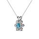 3 - Akina 0.79 ctw (3.80mm) London Blue Topaz and Round Natural Diamond Floral Halo Pendant 