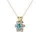 3 - Akina 0.79 ctw (3.80mm) London Blue Topaz and Round Natural Diamond Floral Halo Pendant 