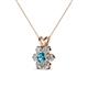 3 - Akina 0.79 ctw (3.80mm) London Blue Topaz and Round Natural Diamond Floral Halo Pendant 
