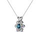 3 - Akina 0.80 ctw (3.80mm) Blue Diamond and Round Natural Diamond Floral Halo Pendant 