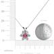 5 - Akina 0.83 ctw (3.80mm) Rhodolite Garnet and Round Natural Diamond Floral Halo Pendant 