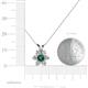 5 - Akina 0.78 ctw (3.80mm) Emerald and Round Natural Diamond Floral Halo Pendant 
