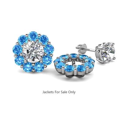 Serena ctw Round Blue Topaz Jackets Earrings