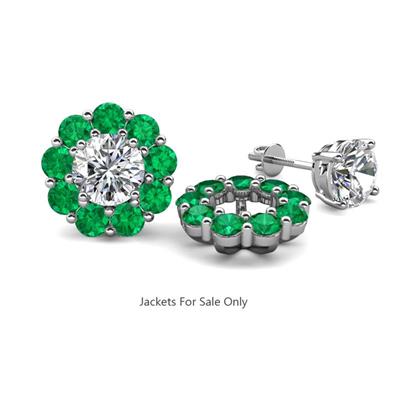 Serena ctw Round Emerald Jackets Earrings