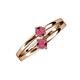 3 - Ria 0.63 ctw (4.00 mm) Round Rhodolite Garnet Split Shank 2 Stone Engagement Ring 