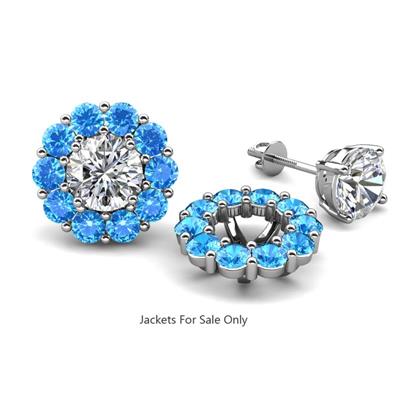 Serena ctw Round Blue Topaz Jackets Earrings